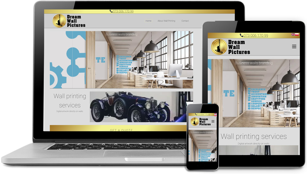 dream wall pictures website on laptop mobile and tablet preview