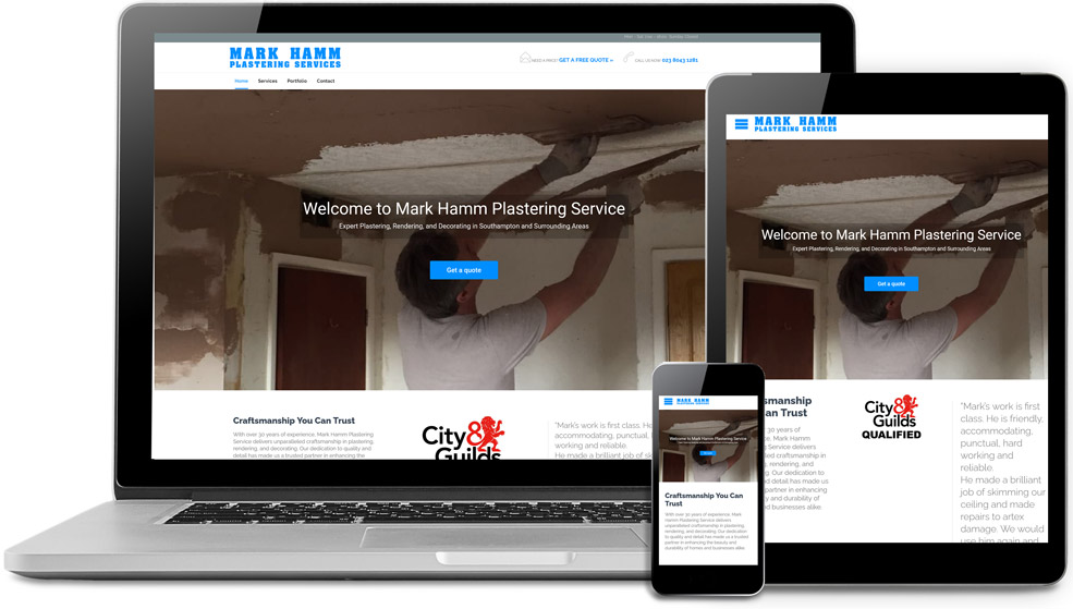 mark hamm website on laptop mobile and tablet preview