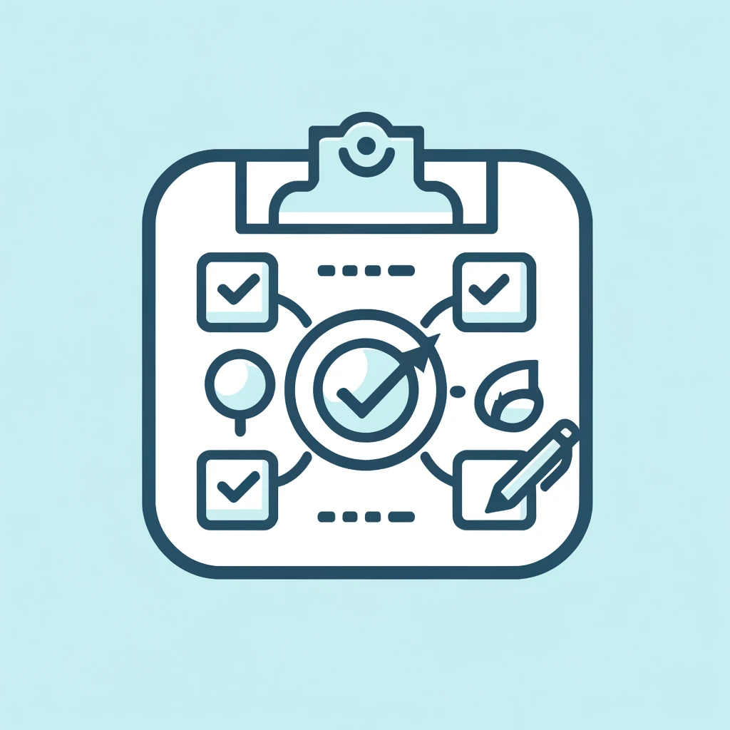 A flat icon design depicting the 'Plan' step of an SEO process, featuring a strategic roadmap or checklist, symbolized by planning